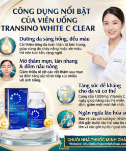 4 công dụng nổi bật của viên uống Transino White C Clear: dưỡng sáng da, mờ thâm nám, tăng đề kháng và chống lão hóa