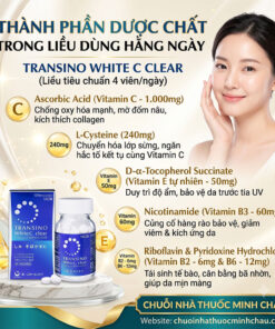 Bảng thành phần dược chất trong liều dùng hàng ngày của viên uống Transino White C Clear 120 viên