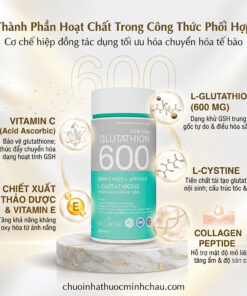 Thành phần hoạt chất viên uống Glutathione 600 Dr.Lacir: L-Glutathione 600mg, collagen peptide, L-cystine và vitamin C