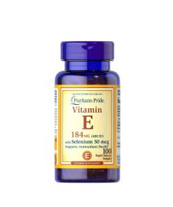 Puritans Pride Vitamin E 184mg 400IU với Selenium 50mcg, chai 100 viên Sự kết hợp hoàn hảo cho sức khỏe của bạn