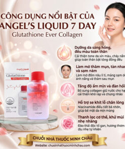 5 công dụng nổi bật của Angel's Liquid 7 Day Glutathione Ever Collagen: sáng hồng đều màu da, mờ thâm mụn sạm nám, tăng đàn hồi và se khít lỗ chân lông