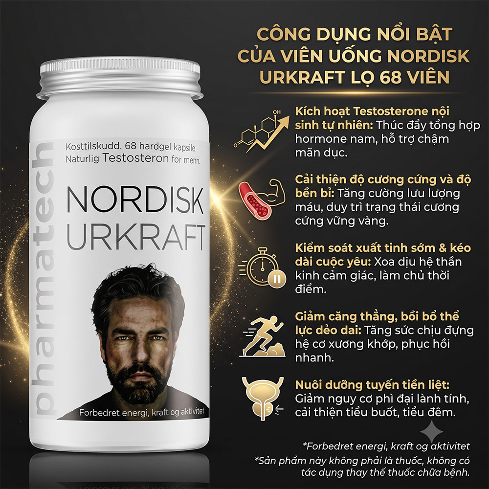 Công dụng nổi bật của viên uống Nordisk Urkraft lọ 68 viên