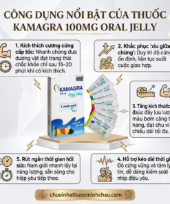 Công dụng thuốc Kamagra Oral Jelly 100mg hỗ trợ cương cứng cấp tốc sau 15 phút và kéo dài thời gian yêu
