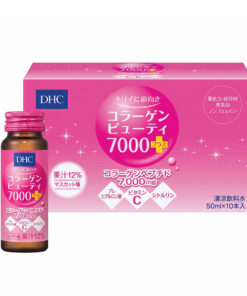 Hộp và lọ nước uống DHC Collagen Beauty 7000mg 10 lọ x 50ml chính hãng Nhật Bản