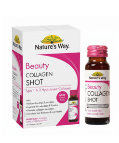 Hộp và chai nước uống Nature's Way Beauty Collagen Shot 10x50ml chính hãng Úc hỗ trợ tăng độ đàn hồi và giảm nếp nhăn da