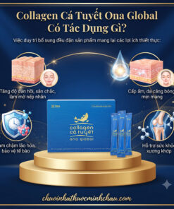 Tác dụng và công dụng tăng độ đàn hồi, cấp ẩm và làm chậm lão hóa của collagen cá tuyết Ona Global chính hãng
