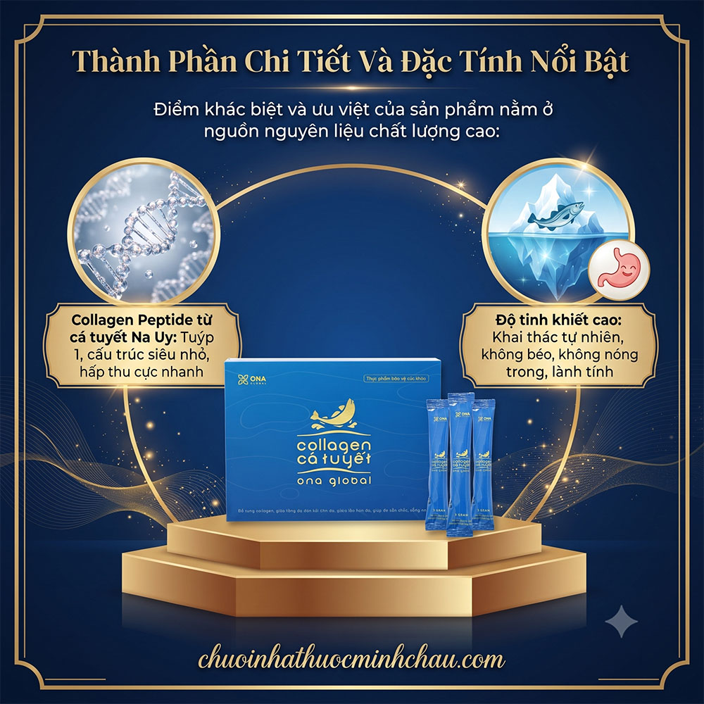 Chi tiết thành phần peptide từ cá tuyết Na Uy trong hộp collagen cá tuyết Ona Global chính hãng