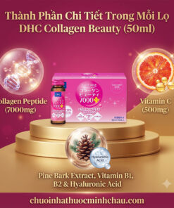 Chi tiết thành phần dưỡng chất trong mỗi lọ nước uống DHC Collagen Beauty 7000mg chính hãng Nhật Bản