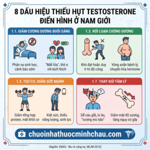 8 dấu hiệu thiếu hụt testosterone điển hình ở nam giới giảm cương buổi sáng suy giảm ham muốn tích mỡ teo cơ