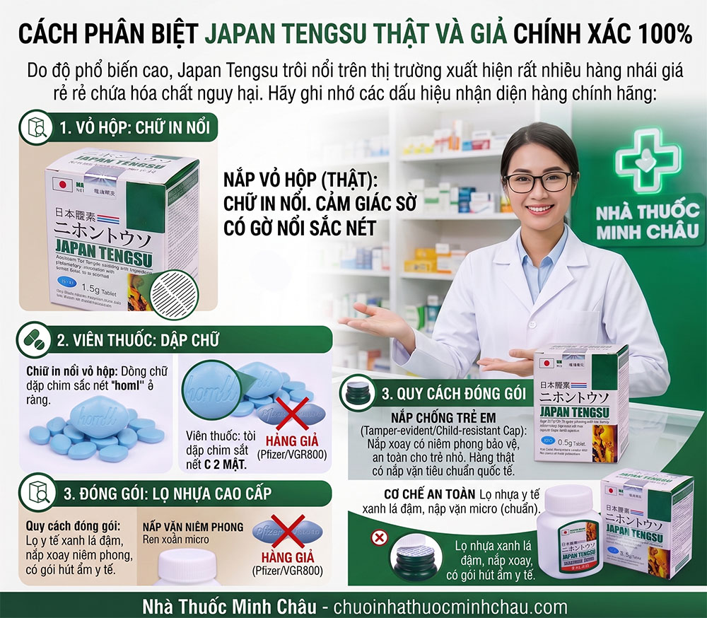 Cách phân biệt Japan Tengsu thật và giả chính xác 100%
