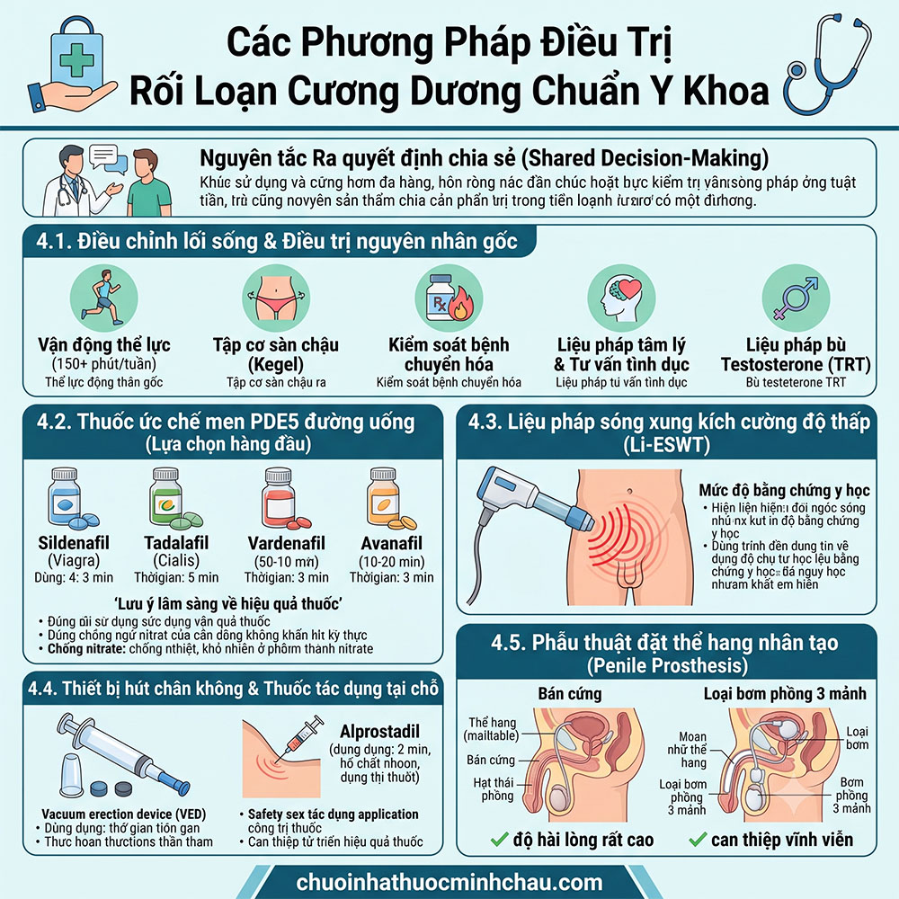 Các phương pháp điều trị rối loạn cương dương chuẩn y khoa theo nguyên tắc ra quyết định chia sẻ
