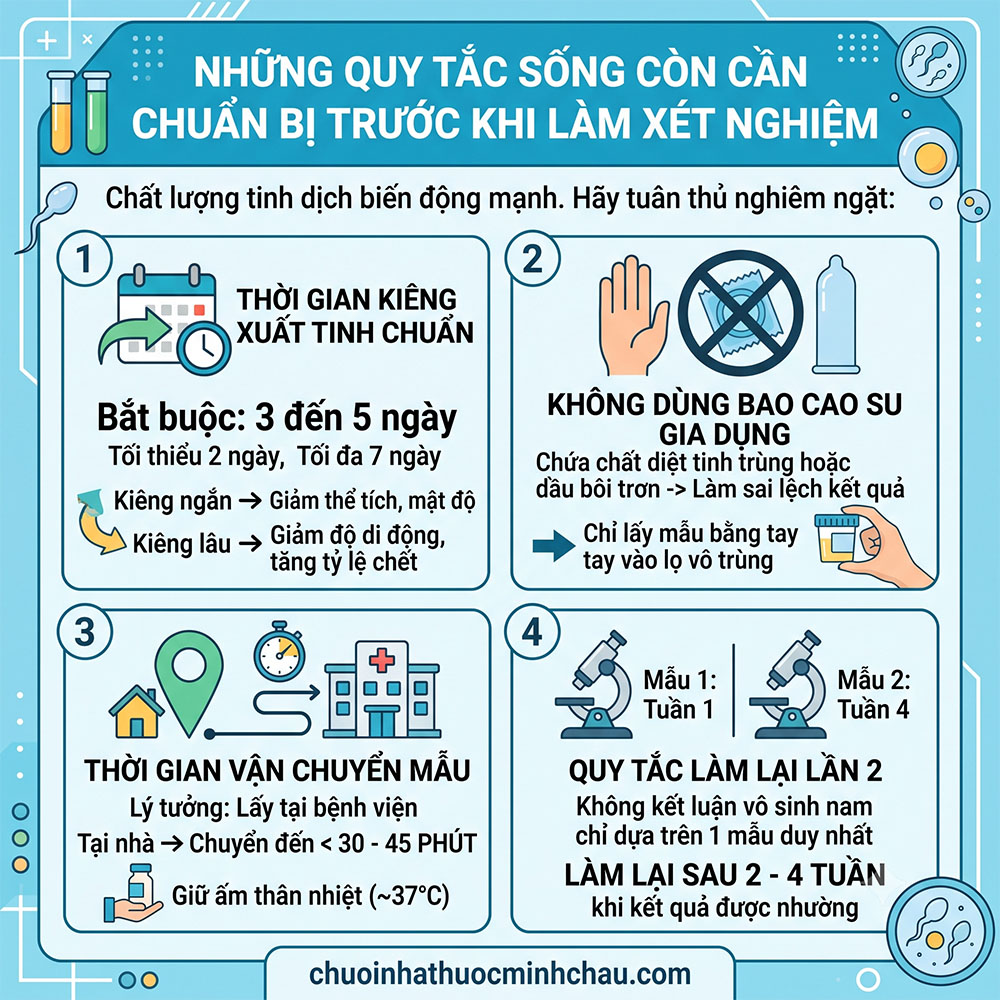Cách đọc kết quả tinh dịch đồ - 4 quy tắc sống còn cần chuẩn bị trước khi xét nghiệm gồm thời gian kiêng xuất tinh và bảo quản mẫu