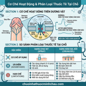 Cơ chế phong bế kênh Natri và so sánh thuốc xịt với kem bôi chống xuất tinh sớm
