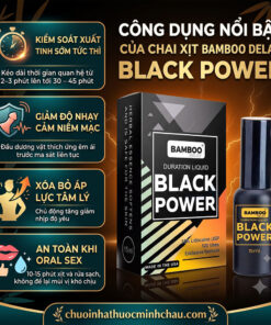 Công dụng chai xịt Bamboo Black Power giúp giảm nhạy cảm quy đầu và kéo dài thời gian quan hệ từ 30 đến 45 phút