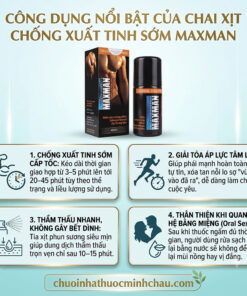 Công dụng chai xịt Maxman giúp giảm nhạy cảm quy đầu và kéo dài thời gian quan hệ từ 30 đến 45 phút