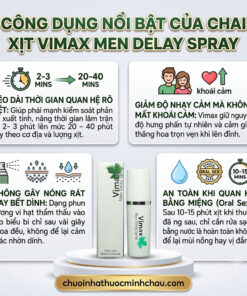 Công dụng chai xịt Vimax giúp giảm nhạy cảm quy đầu kéo dài thời gian quan hệ từ 30 đến 45 phút