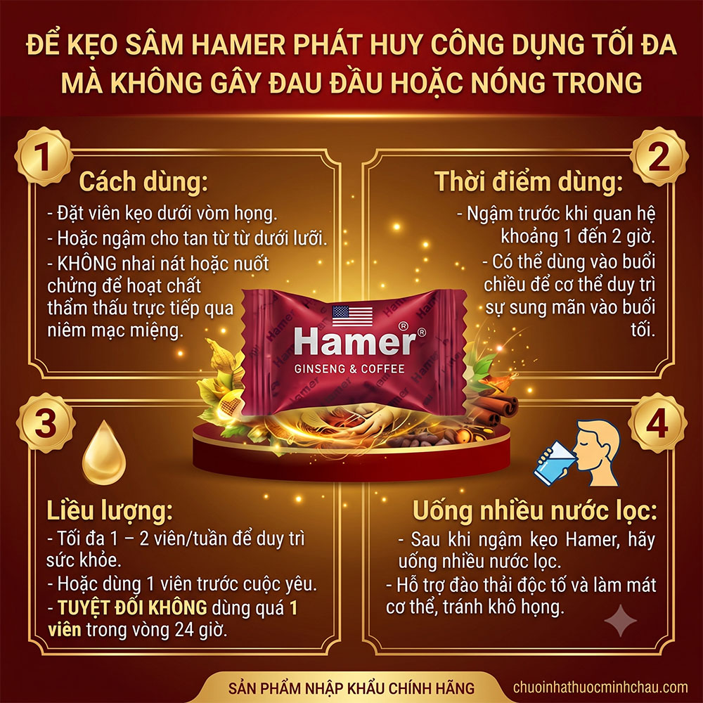 ướng dẫn cách dùng kẹo sâm Hamer hiệu quả và an toàn - Chuỗi Nhà Thuốc Minh Châu