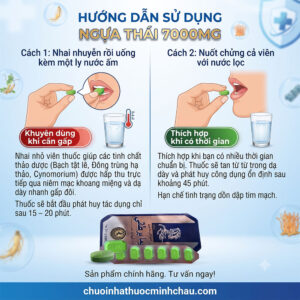 Infographic hướng dẫn cách sử dụng thuốc cường dương Ngựa Thái 7000mg nên nhai hay nuốt từ Nhà Thuốc Minh Châu