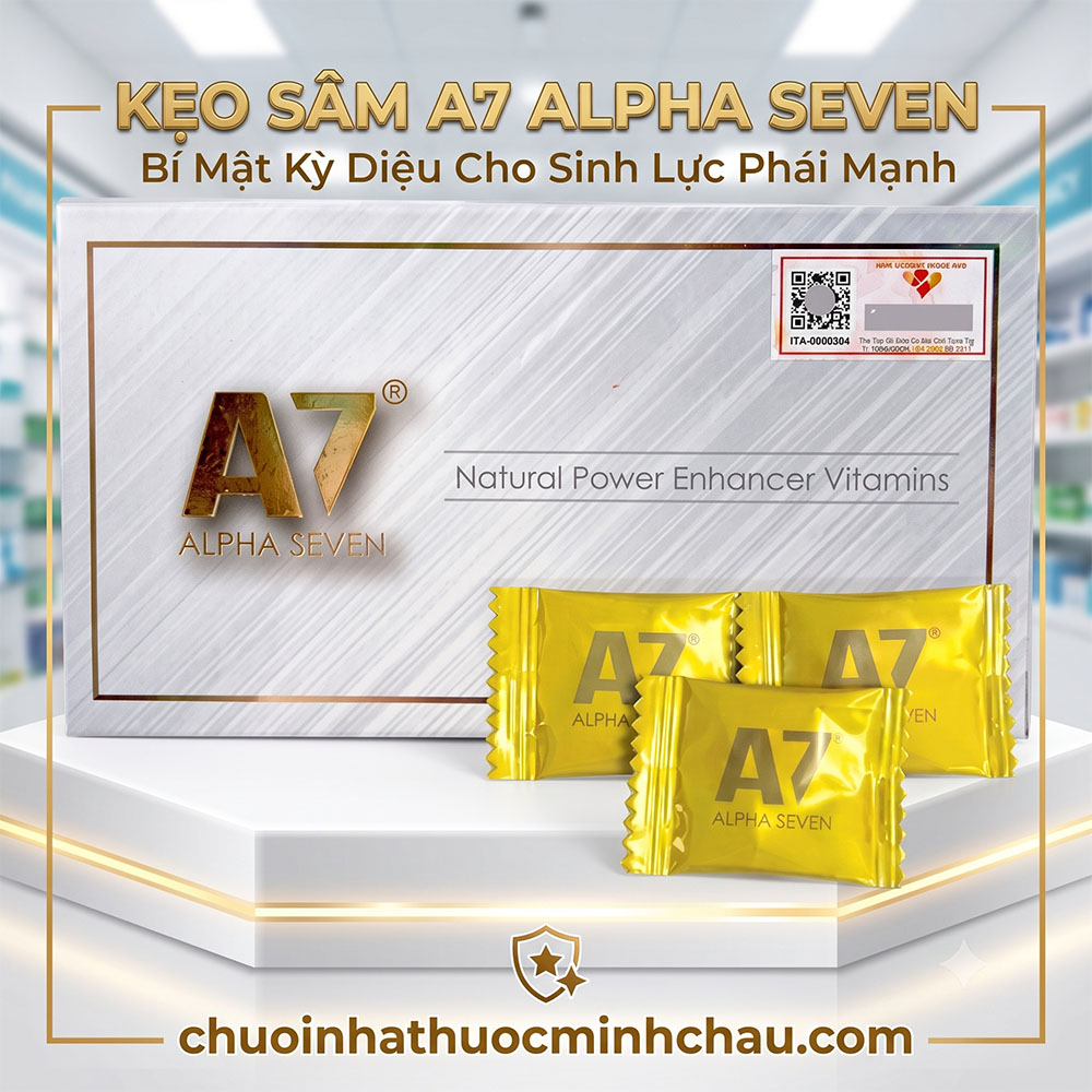 Kẹo sâm A7 Alpha Seven chính hãng hộp 10 viên - Chuỗi Nhà Thuốc Minh Châu