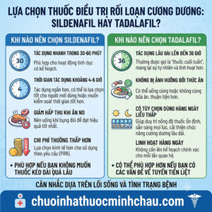 Hướng dẫn lựa chọn thuốc điều trị rối loạn cương dương khi nào nên chọn Sildenafil hay Tadalafil