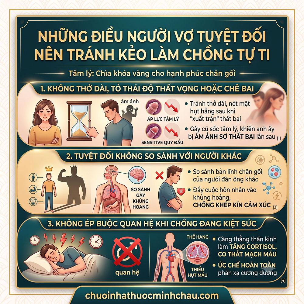 Những điều người vợ tuyệt đối nên tránh kẻo làm chồng tự ti khi yếu sinh lý