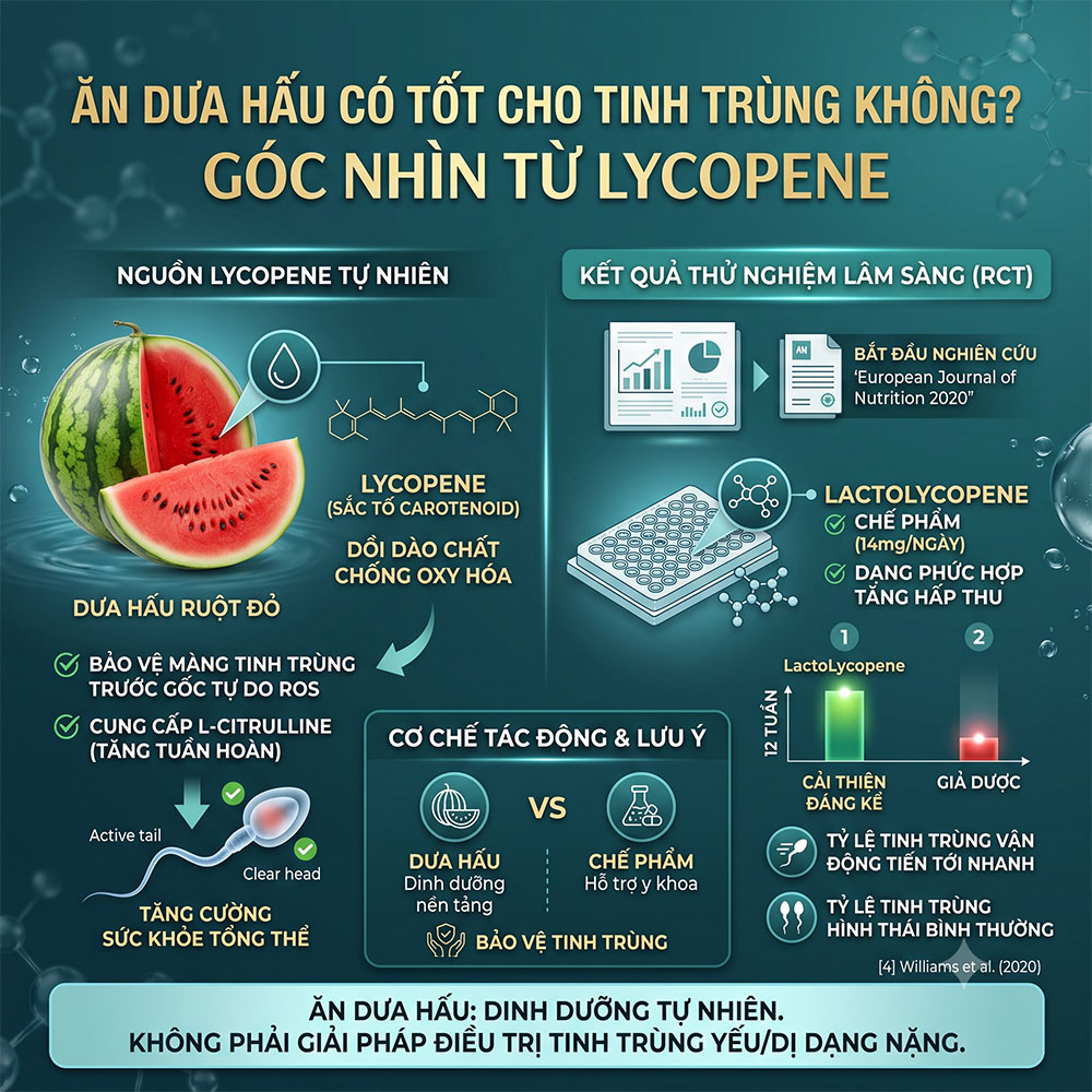 Tác dụng của dưa hấu và chuối với sinh lý nam - Ăn dưa hấu có tốt cho tinh trùng không qua nghiên cứu Lycopene