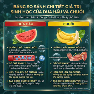 ác dụng của dưa hấu và chuối với sinh lý nam - Bảng so sánh chi tiết giá trị sinh học dưỡng chất và cơ chế tác động
