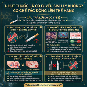 Tác hại của rượu bia và thuốc lá với sinh lý nam - Cơ chế thuốc lá gây co mạch thể hang và xơ hóa mô xốp dương vật