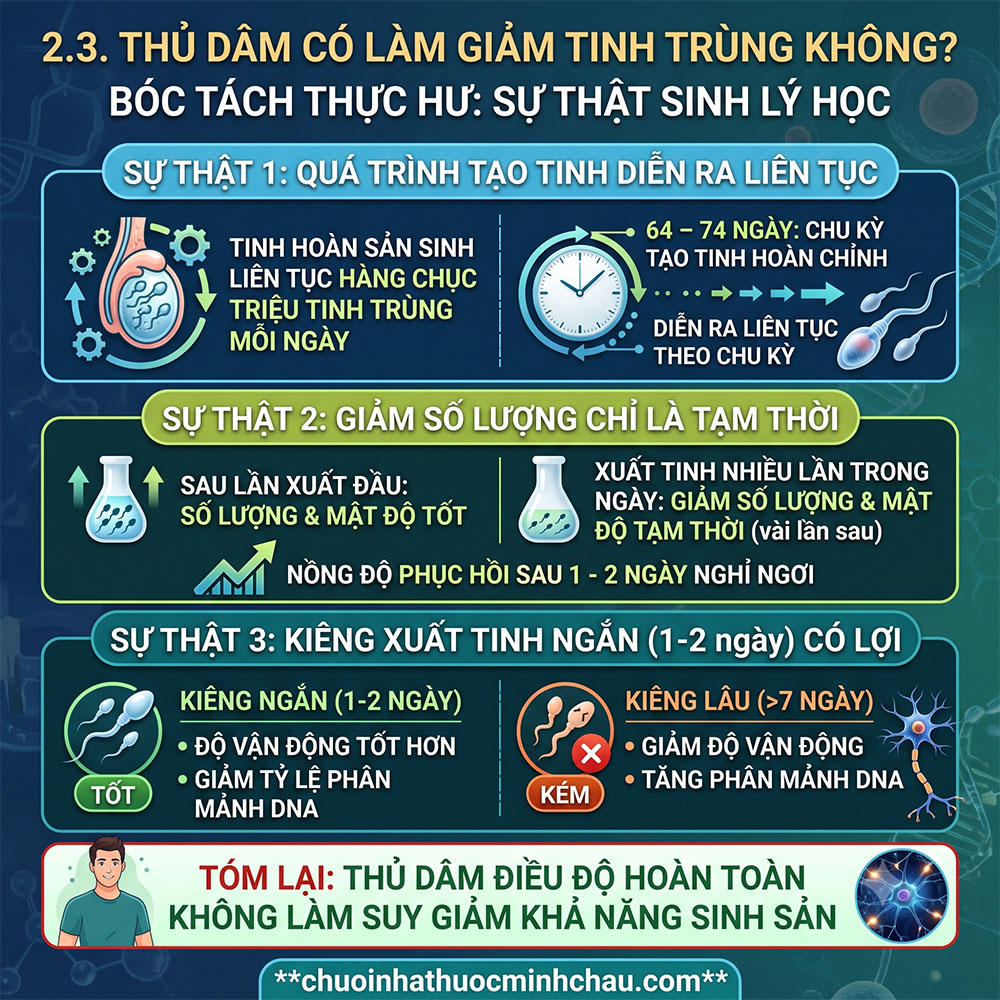 Thủ dâm nhiều có bị yếu sinh lý không - Bóc tách sự thật thủ dâm có làm giảm tinh trùng hay cạn kiệt tinh dịch không