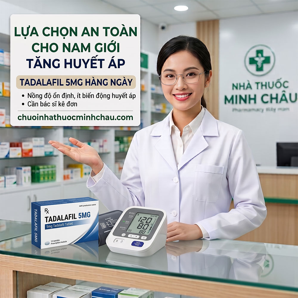 Dược sĩ Nhà Thuốc Minh Châu tư vấn thuốc cường dương Tadalafil 5mg an toàn cho nam giới cao huyết áp