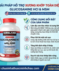 4 công dụng nổi bật của Kirkland Glucosamine HCl 1500mg with MSM 375 viên: giảm sưng đau, tái tạo sụn và bôi trơn ổ khớp