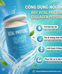4 công dụng nổi bật của bột Vital Proteins Collagen Peptides: trẻ hóa da, tóc móng chắc khỏe, linh hoạt khớp và phục hồi cơ tiêu hóa
