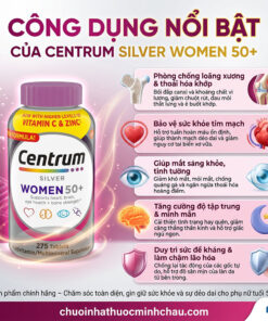 5 công dụng nổi bật của Centrum Silver Women 50+: ngừa loãng xương, bảo vệ tim mạch, sáng mắt, tăng trí nhớ và làm chậm lão hóa