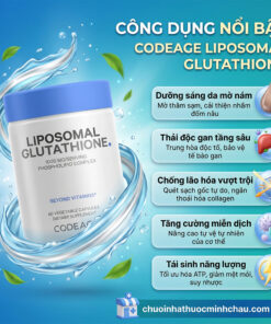 5 công dụng nổi bật của Codeage Liposomal Glutathione: dưỡng sáng da mờ nám, thải độc gan, chống lão hóa, tăng miễn dịch và tái sinh năng lượng