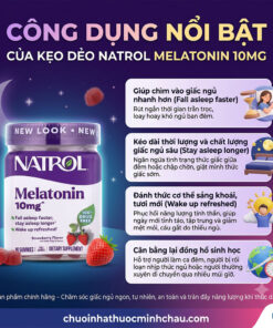4 công dụng nổi bật của kẹo dẻo Natrol Melatonin 10mg: ngủ nhanh, ngủ sâu giấc, tỉnh táo sảng khoái và cân bằng nhịp sinh học