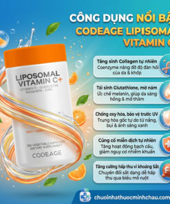 5 công dụng nổi bật của viên uống Codeage Liposomal Vitamin C 180 viên: tăng sinh collagen, tái sinh glutathione mờ nám, chống tia UV, tăng đề kháng và hấp thu sắt