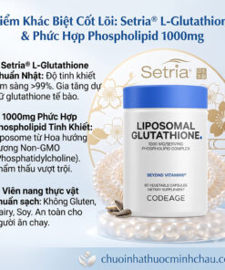 3 điểm khác biệt cốt lõi của Codeage Liposomal Glutathione: Setria Glutathione chuẩn Nhật và phức hợp phospholipid 1000mg