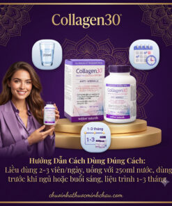 Hướng dẫn cách dùng liều lượng 2-3 viên mỗi ngày, uống với 250ml nước và liệu trình sử dụng viên uống Collagen30 Webber Naturals chính hãng Canada