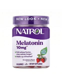 Hộp kẹo dẻo ngủ ngon Natrol Melatonin 10mg 90 viên vị dâu chính hãng của Mỹ
