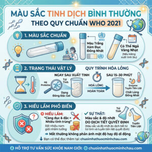 Màu sắc tinh dịch bình thường và quy trình hóa lỏng theo cẩm nang WHO 2021