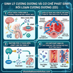 Sinh lý cương dương và cơ chế phát sinh rối loạn cương dương qua chuỗi NO cGMP và PDE5