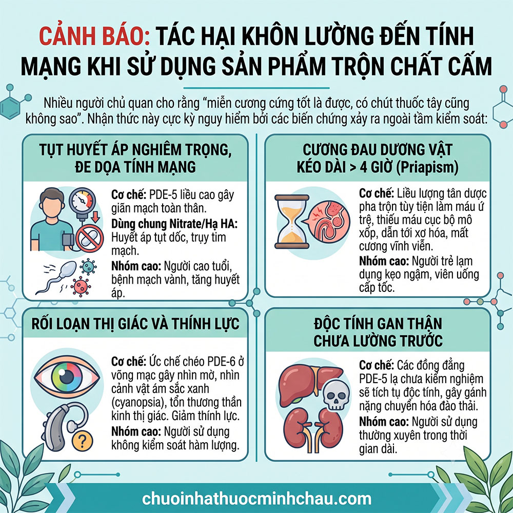 Cảnh báo tác hại khôn lường đến tính mạng khi sử dụng sản phẩm sinh lý trộn chất cấm