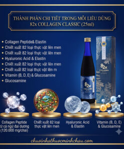 Bảng thành phần chi tiết của nước uống 82x Collagen Classic 500ml Nhật Bản