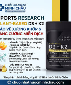 Bảng thành phần viên uống Sports Research D3 5000 IU kết hợp K2 MK-7 100mcg và dầu dừa MCT hữu cơ