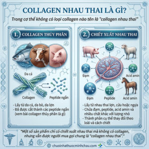 Uống collagen nhau thai có tác dụng gì: phân tích bằng chứng nghiên cứu Nagae 2020 trên da và tổng quan Papp 2025 về triệu chứng mãn kinh